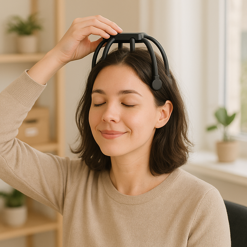 🌿 Pack Relajante: Masajeador Inalámbrico 360° 💆♀️ + Mascarilla Antimigraña ❄️